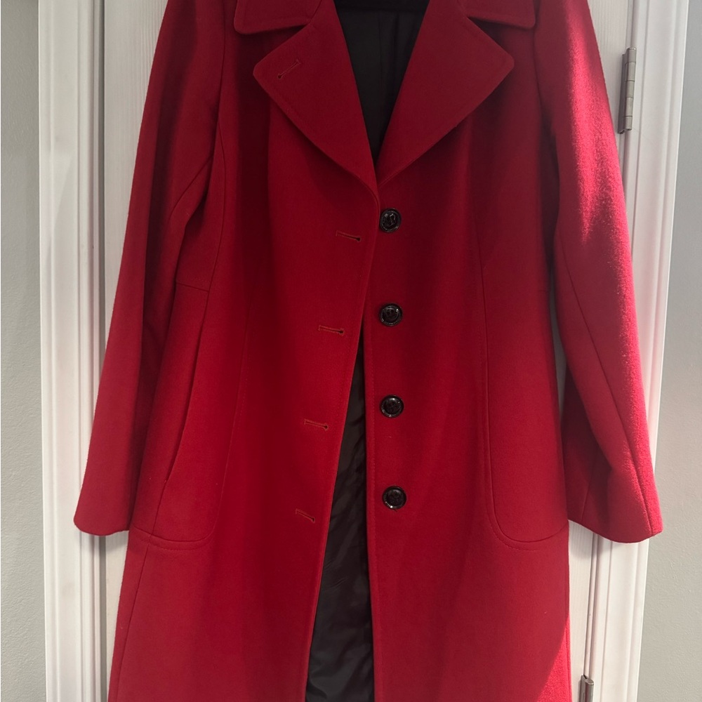 Anne Klein Vibrant Red Wool Coat